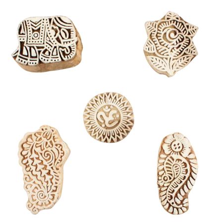 Set of 5 Piece New Mix Wooden Printing Blocks